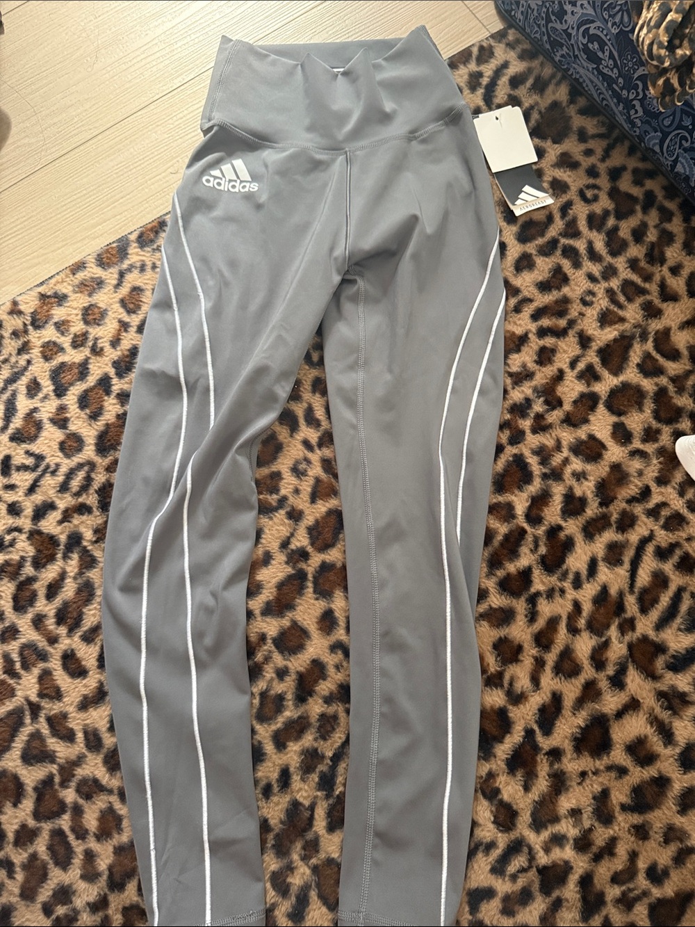 adidas Gray Leggings with White Piping
